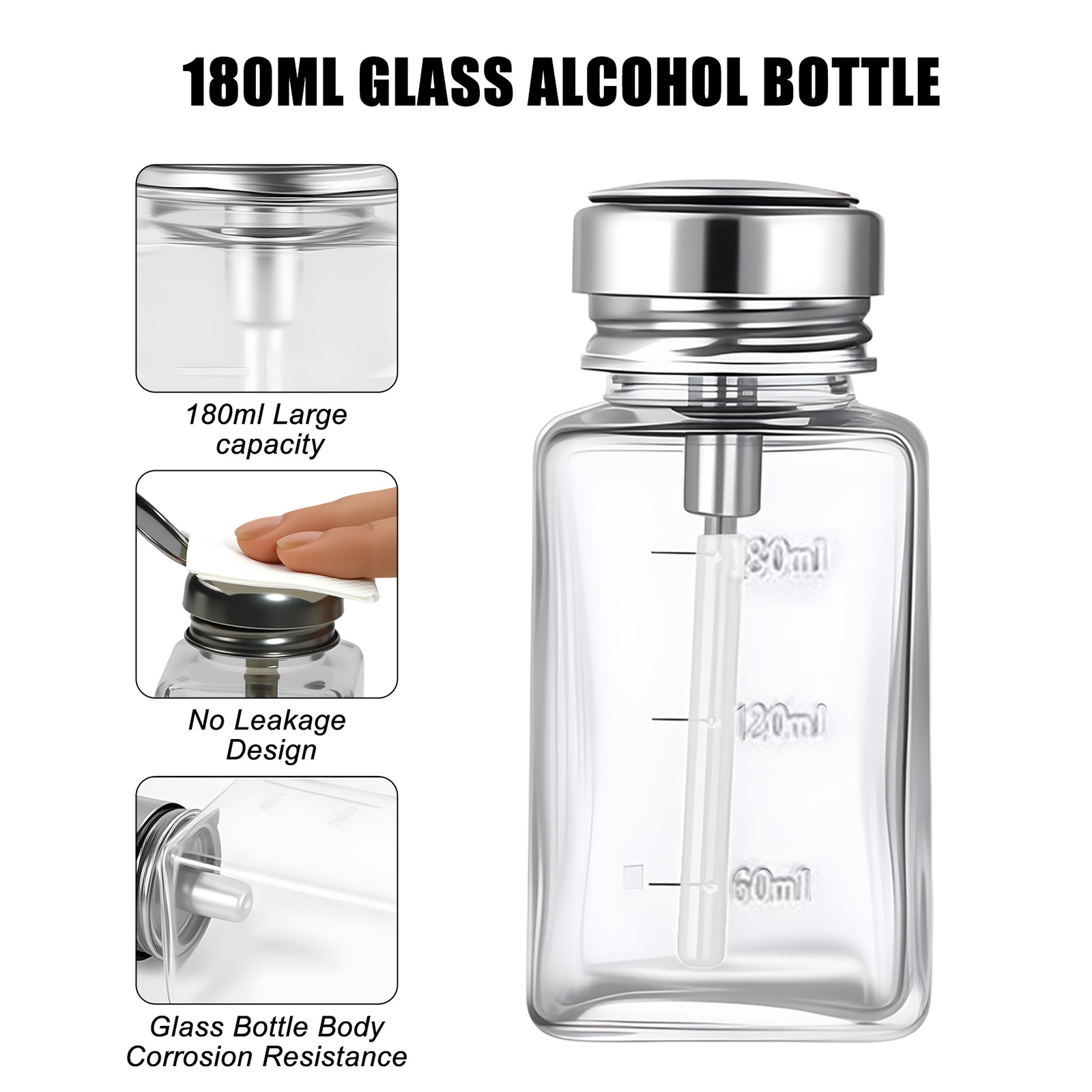 180ml Nail Glass Bottle Press  - огляд і ціна Water Bottle Blank