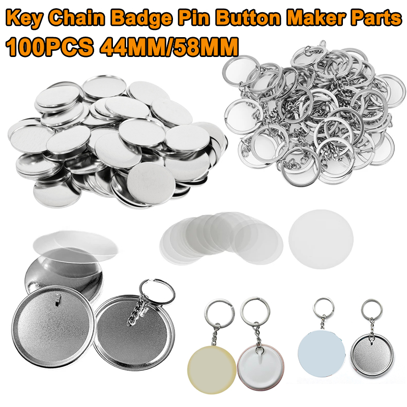 100PCS 44MM 58MM Plastic Metal - огляд і ціна Button Badge Blank