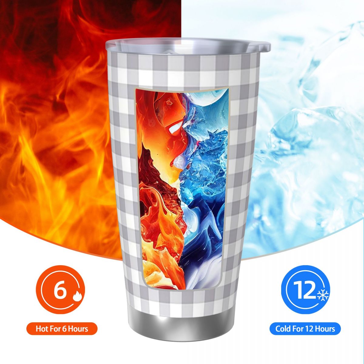 Gray And White Gingham Stainle - огляд і ціна Tumbler 20Oz White